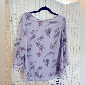 LOFT, lilac blouse with flowers. Size L.